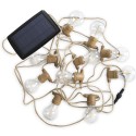 Guirlanda 10 luzes LED cor linho IP44 carga solar e bateria recarregável 2700K