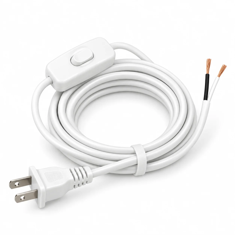 Cabo de conexão branco de 2,4 m com plugue USA e interruptor