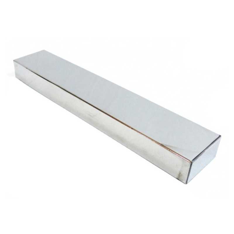 Suporte de metal cromado brilhante, 400mm de comprimento x 50mm de largura.