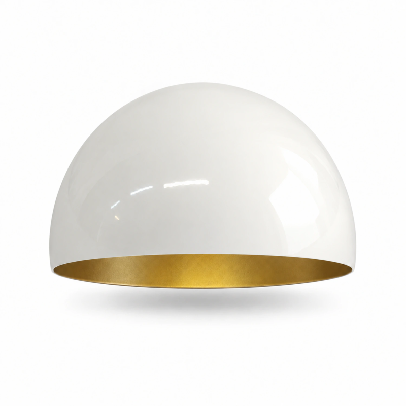 Cúpula meia esfera Ø160 × 82 mm com interior dourado