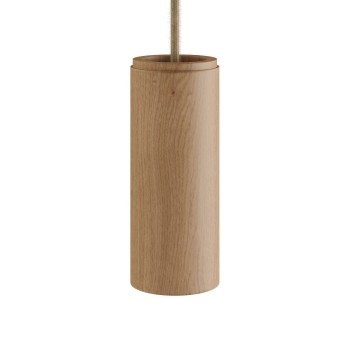 Tela cilíndrica de madeira Ø60 × 150 mm com porta-lâmpadas E14