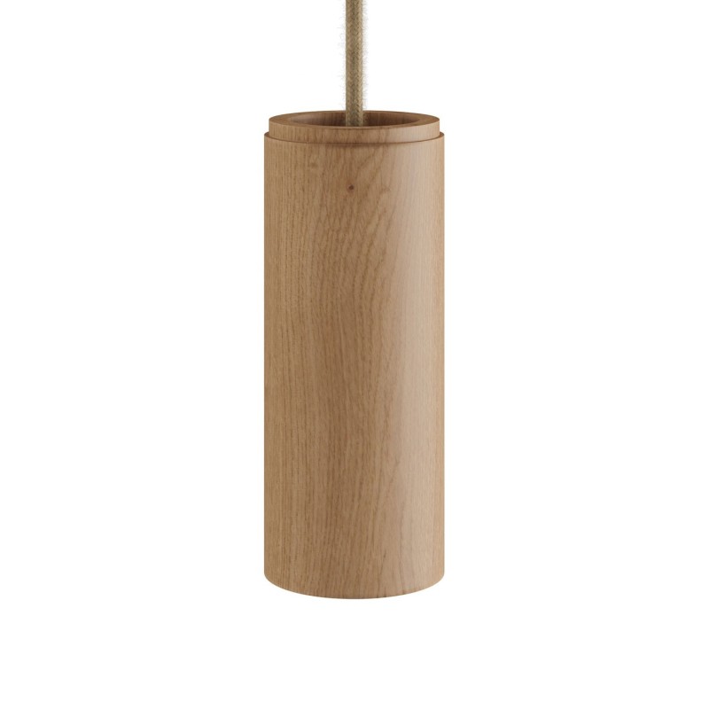Tela cilíndrica de madeira Ø60 × 150 mm com porta-lâmpadas E14