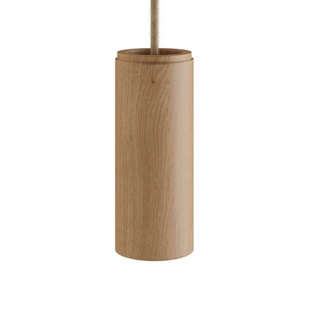 Tela cilíndrica de madeira Ø60 × 150 mm com porta-lâmpadas E14