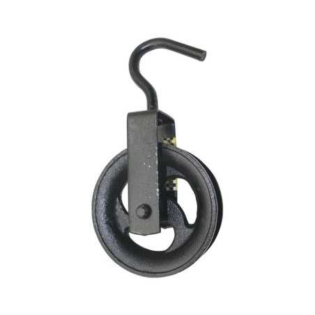 Polia metálica preta de 120mm para pendurar lâmpadas.