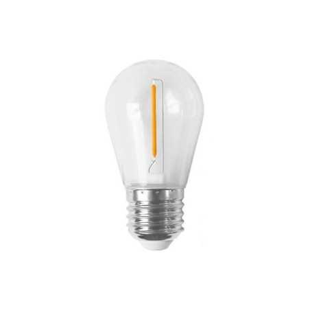 Lâmpada de plástico para guirlandas com rosca E27, 1W de luz muito quente.