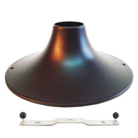 Suporte metálico preto para soquete de lâmpada 185mm x 70mm.