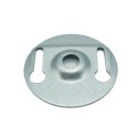 Placa de metal com aberturas de fixação de 55mm de diâmetro.
