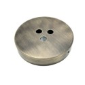 Suporte de metal em ouro velho com 100 mm de diâmetro e três saídas.
