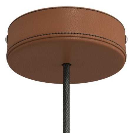 Suporte de lâmpada revestido em pele castanha 124mm