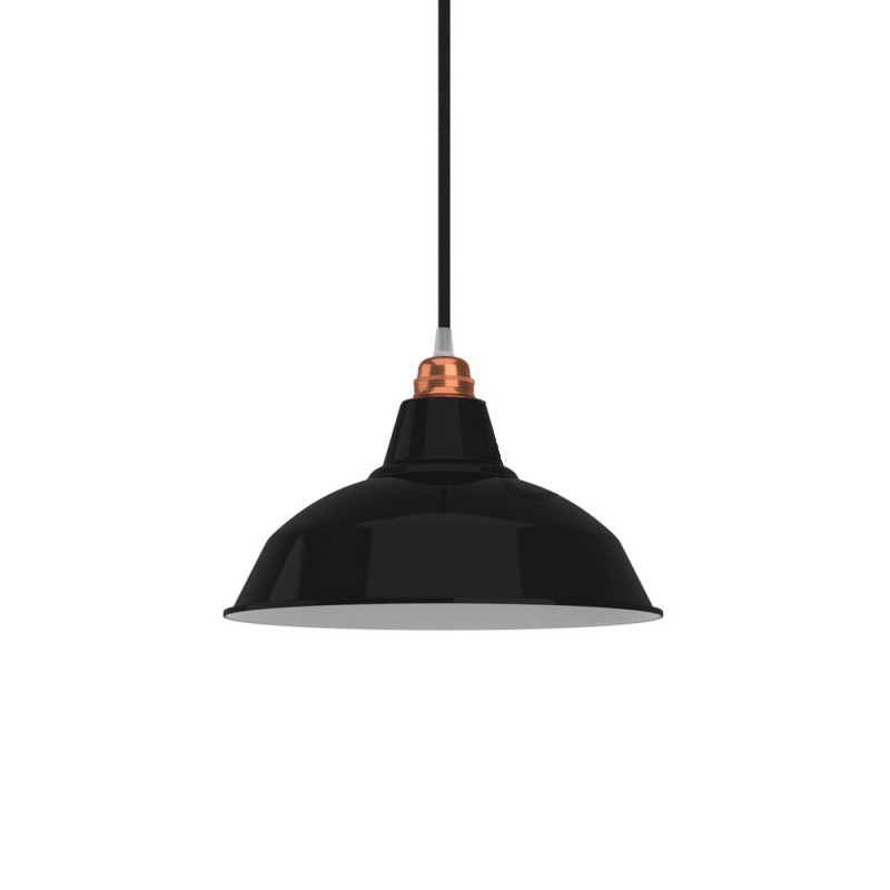 Ecrã pendente preto de estilo industrial 300mm x 150mm