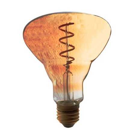 Lâmpada decorativa achatada 4W E27 vidro âmbar 135mm
