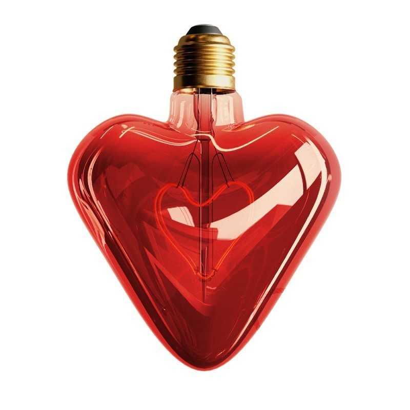 Lâmpada Bombilla Red Heart 5W E27 2000K regulável em intensidade.