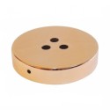 Suporte de metal em cobre brilhante com 100mm de diâmetro e três saídas.