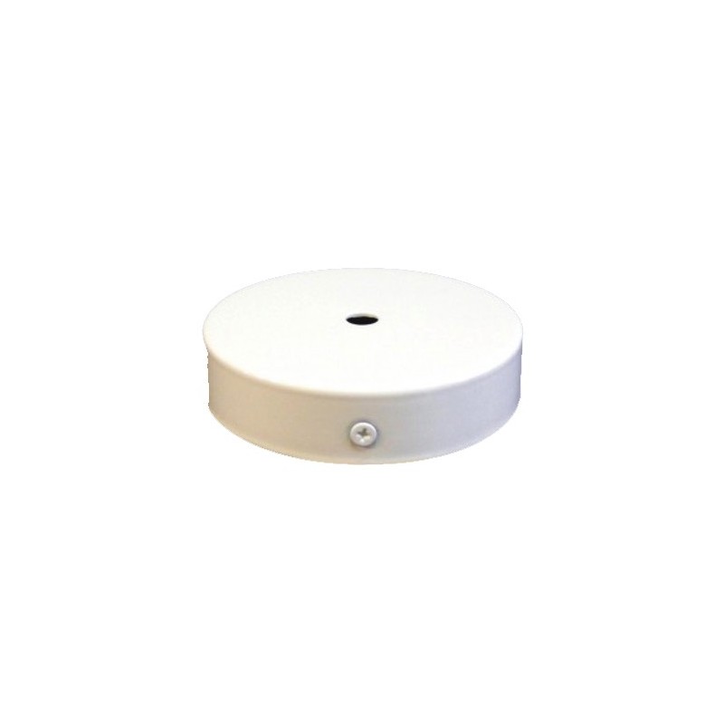 Suporte de metal branco com 120mm de diâmetro e uma saída.