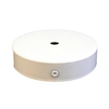 Suporte de metal de cor branca com 160mm de diâmetro e uma saída.