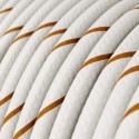 Cabo decorativo têxtil homologado em metros branco e ocre.