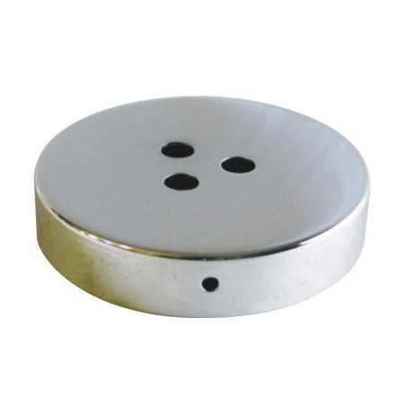 Suporte de metal cromado brilhante com 100mm de diâmetro e três saídas.
