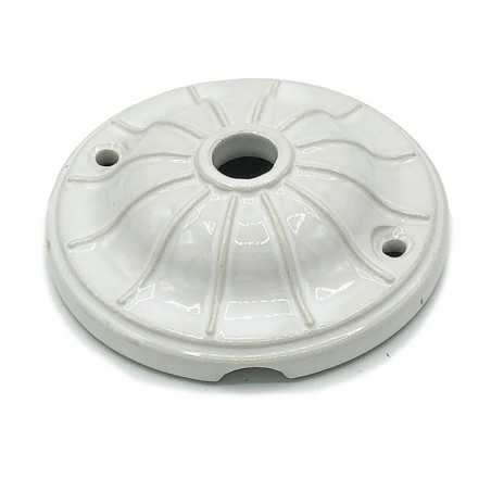 Florão de teto em porcelana com gravura retrô de 71mm