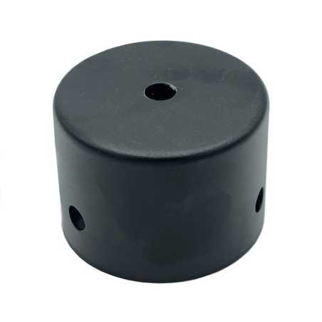Suporte de cor preta de 80mm com saída lateral e frontal.