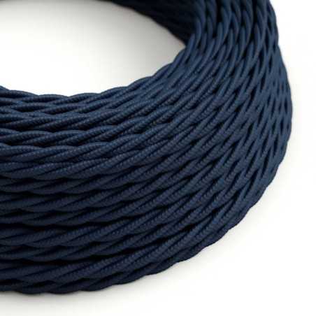 Cabo decorativo têxtil trançado acabamento em azul.