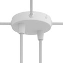 Suporte metálico branco com 83mm de diâmetro, 2 saídas e 4 laterais.