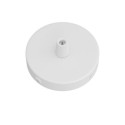 Suporte metálico branco de 83mm de diâmetro com 1 saída e 2 laterais.