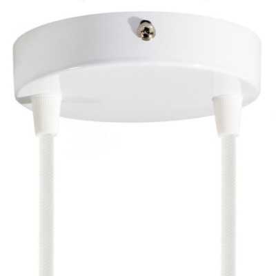 Suporte metálico branco de 120mm de diâmetro e duas saídas.