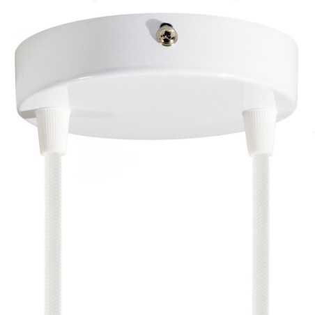 Suporte metálico branco de 120mm de diâmetro e duas saídas.