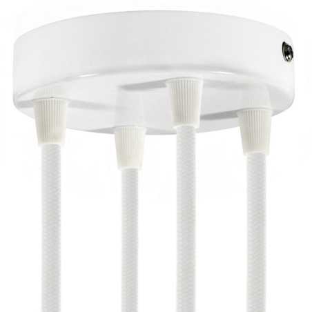 Suporte metálico branco com 120mm de diâmetro e quatro saídas.