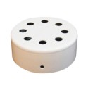 Suporte metálico de cor branca com 100mm de diâmetro e oito saídas.