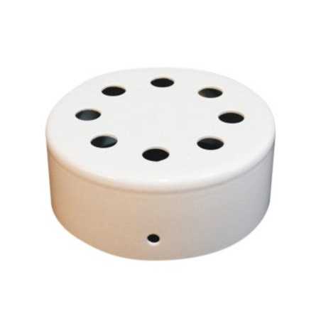 Suporte metálico de cor branca com 100mm de diâmetro e oito saídas.