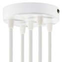 Suporte metálico branco com 120mm de diâmetro e cinco saídas.