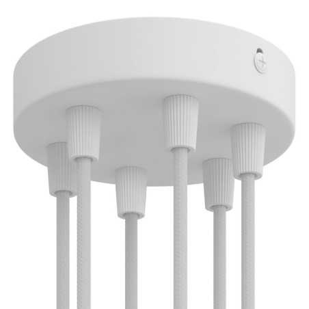 Suporte metálico branco de 120mm de diâmetro e seis saídas.