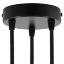 Suporte metálico preto com 120mm de diâmetro e três saídas.