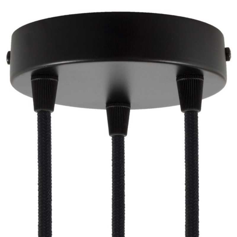 Suporte metálico preto com 120mm de diâmetro e três saídas.