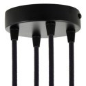 Suporte metálico preto com 120mm de diâmetro e quatro saídas.