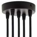 Suporte metálico preto com 120mm de diâmetro e cinco saídas.