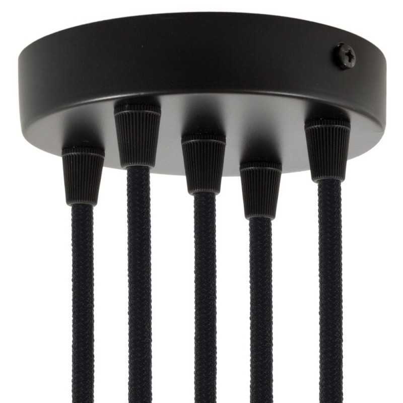 Suporte metálico preto com 120mm de diâmetro e cinco saídas.
