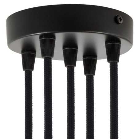 Suporte metálico preto com 120mm de diâmetro e cinco saídas.