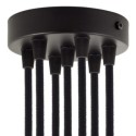 Suporte metálico preto com 120mm de diâmetro e sete saídas.
