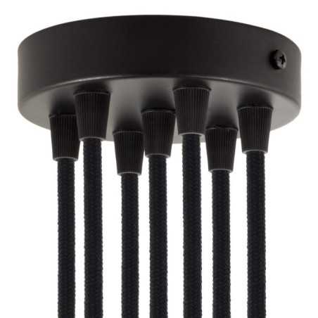 Suporte metálico preto com 120mm de diâmetro e sete saídas.
