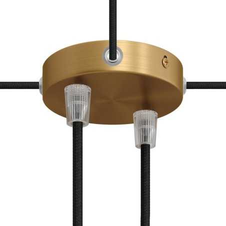 Suporte de metal em latão acetinado de 83mm com 2 saídas laterais.