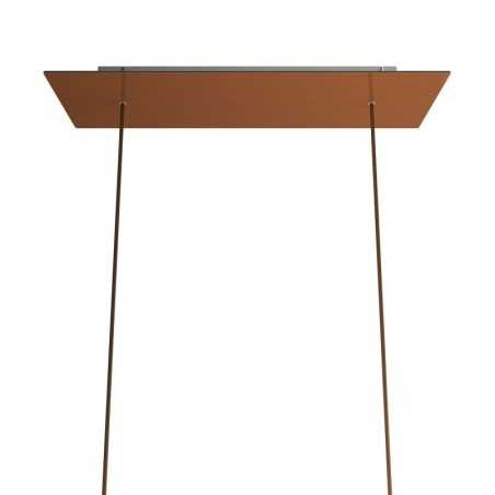 Suporte de metal cor cobre, com 675mm de comprimento x 225mm de largura.