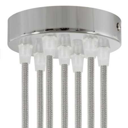 Suporte metálico cromado com 120mm de diâmetro e sete saídas.