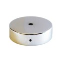 Suporte de metal cromado brilhante com 60 mm de diâmetro e uma saída.