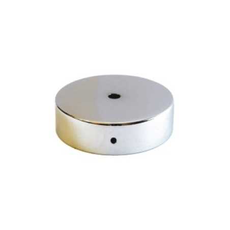 Suporte de metal cromado brilhante com 60 mm de diâmetro e uma saída.