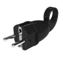 Ficha de borracha tipo schuko 10/16A cor preta