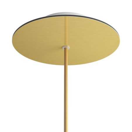 Suporte metálico de cor dourada com 200mm de comprimento e um orifício.