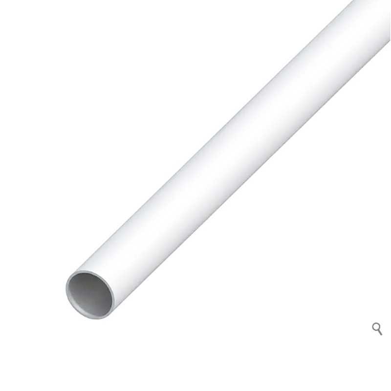 Tubo de metal branco sem rosca, com diâmetro de 12mm e comprimento de 50mm.