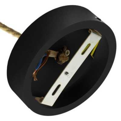 Suporte de madeira preta com 120mm de diâmetro e uma saída.